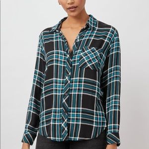 Rails Hunter Plaid Button Down Shirt - midnight blue and teal